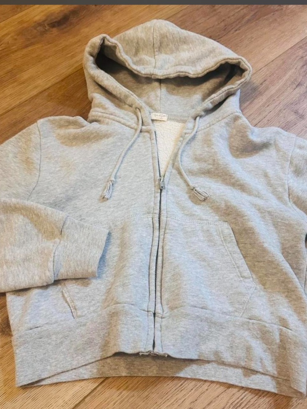 Brandy Melville Light Grey Cropped Zip Hoodie